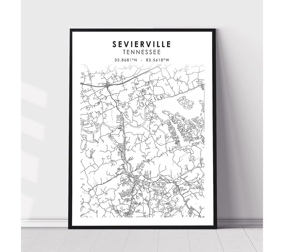Sevierville City Map Print Sevierville Tennessee Map Print Etsy