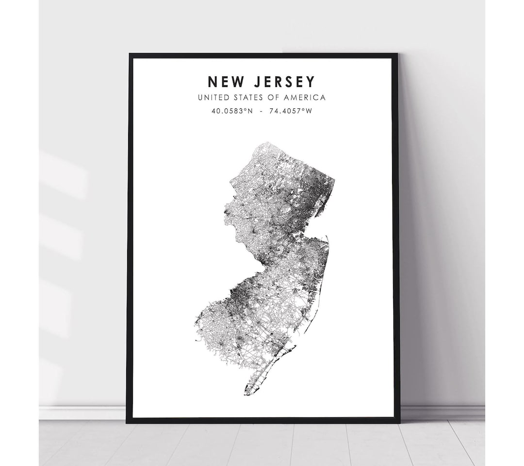 New Jersey Map Print | New Jersey Map Print | New Jersey Map Decor ...