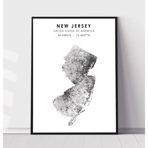 New Jersey Map Print | New Jersey Map Print | New Jersey Map Decor Canvas Print