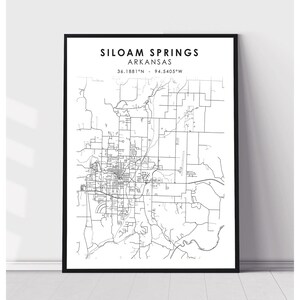 Carte de la ville de Siloam Springs Imprimer | Siloam Springs Arkansas Carte Imprimer | Siloam Springs Arkansas Carte Décor Canvas Print