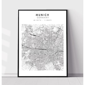 Munich Map Print | Munich Germany Map Print | Munich Germany Map Decor Canvas Print