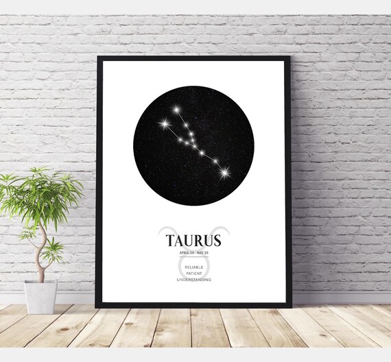 Taurus Zodiac Print | Taurus Horoscope Star Map | Taurus Star Sign | Taurus Astrology Sign Print  | Taurus Constellation Print