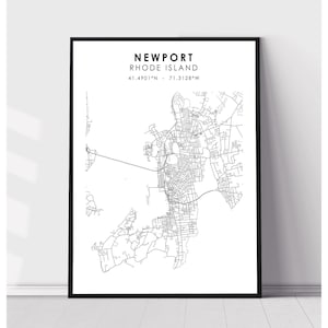 | d’impression de carte newport Newport Rhode Island Carte Imprimer | Newport Rhode Island Carte Décor Toile Imprimer