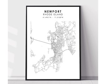 Newport Map Print | Newport Rhode Island Map Print | Newport Rhode Island Map Decor Canvas Print