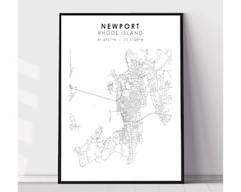 Newport Map Print | Newport Rhode Island Map Print | Newport Rhode Island Map Decor Canvas Print
