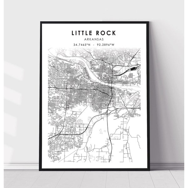 Little Rock Map Print | Little Rock Arkansas Map Print | Little Rock Arkansas Map Decor Canvas Print