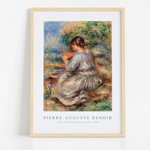 Pierre Auguste Renoir Print Download digitaal bestand, Pierre Auguste Renoir - Jeune fille assise ...... 1914 Wall Art, FrameTV Art Download