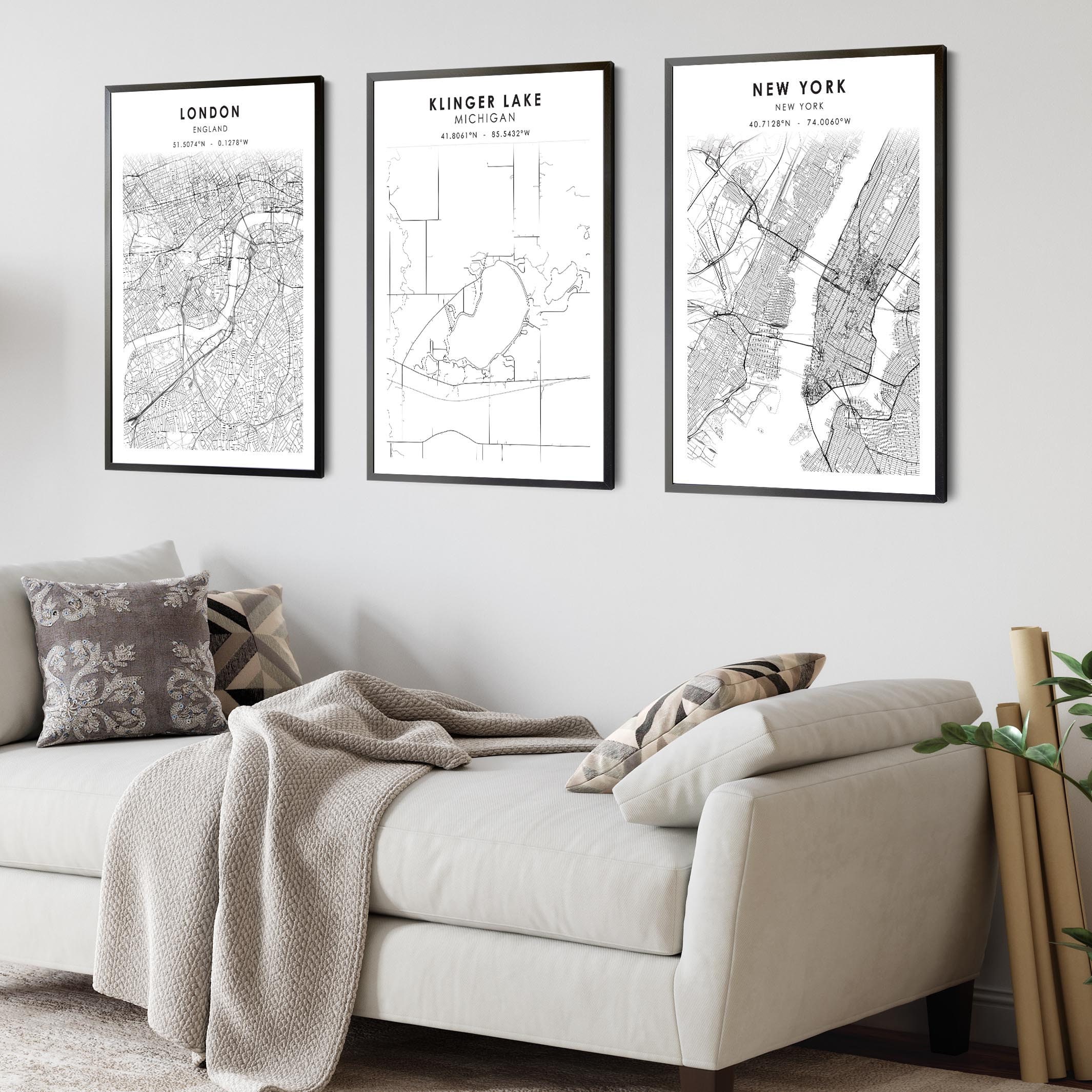 Klinger Lake Map Print Klinger Lake Michigan Map Print Etsy