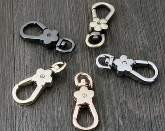 1 piece flower round carabiner carabiner snap hook round snap spring connector key ring gold silver colors