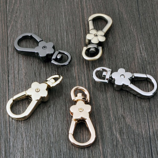 1 piece flower round carabiner carabiner snap hook round snap spring connector key ring gold silver colors