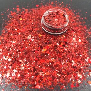 0.4 1 2.5mm 10g 100g Mixed Color Hologram Powder Glitter Powder Glitter Glossy Flakes Mold Vullingen Hars EpoxyHars holo Rood