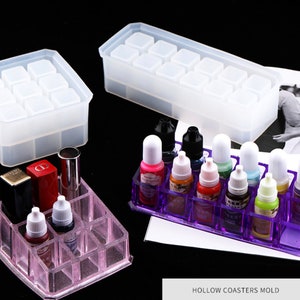 Molde de silicona para cosméticos, molde de epoxi, caja de almacenamiento de lápiz labial de resina epoxi, moldeado de resina, resina epoxi de cristal DIY