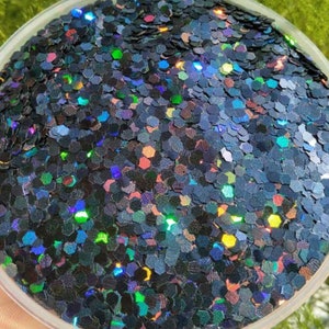 2.5mm 10g 100g gemengde kleur hologram poeder glitter poeder glitter glanzende vlokken schimmelvullingen hars epoxyhars holo zwart