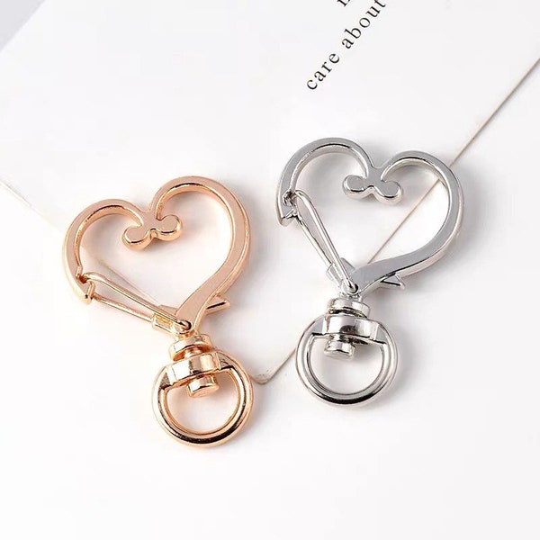 1 piece heart round carabiner snap hook round snap spring connector wrench ring silver colors