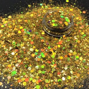 0.4 1 2.5mm 10g 100g gemengd Multi Color Hologram Poeder Glitter Poeder Glitter Glitter Glanzende Vlokken Mold Vullingen Hars EpoxyHars Holo Goud