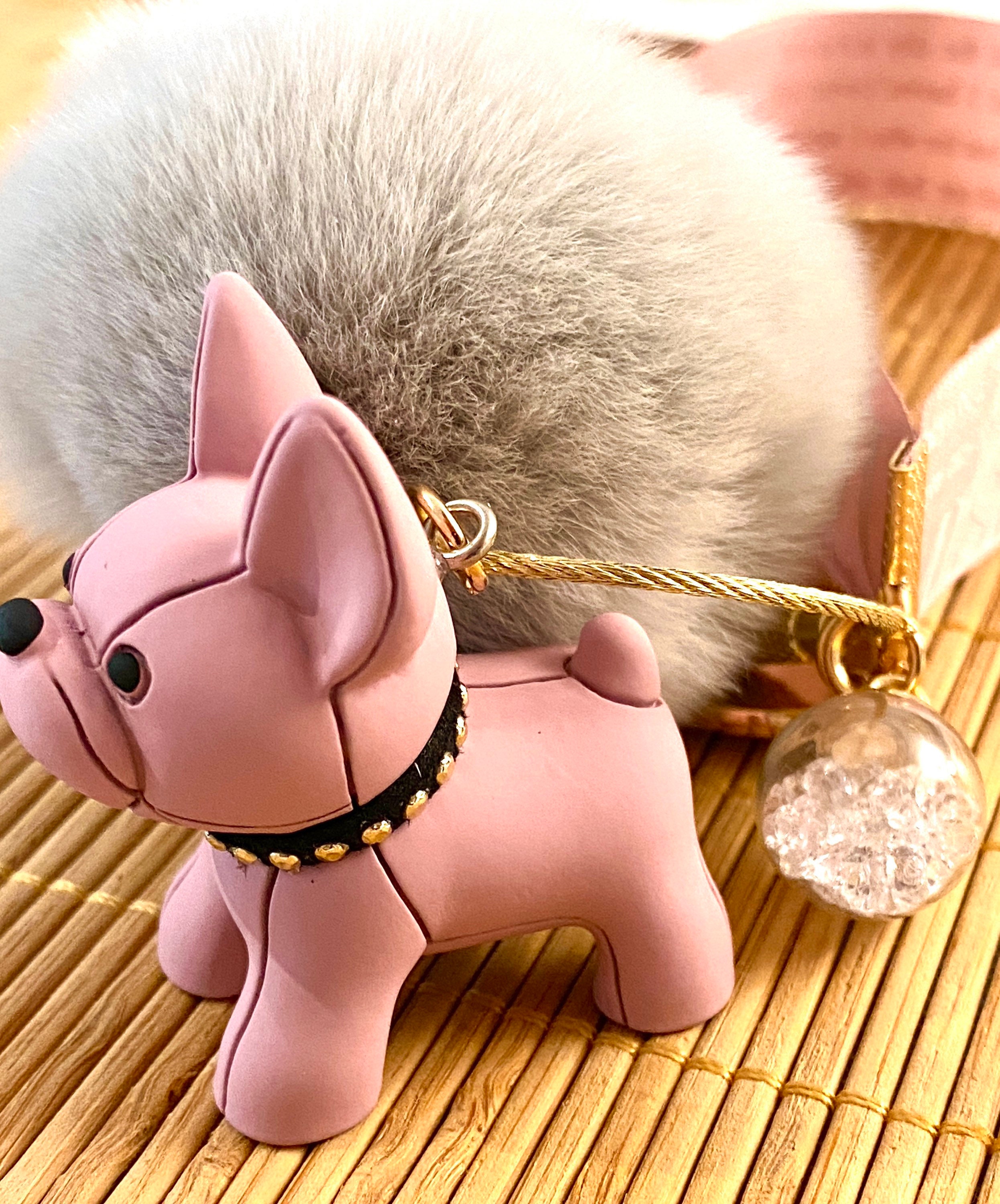 Buy Car Charm Keychain Car Bag Charm Rabbit Fur Pink Pink Bulldog Online in  India 
