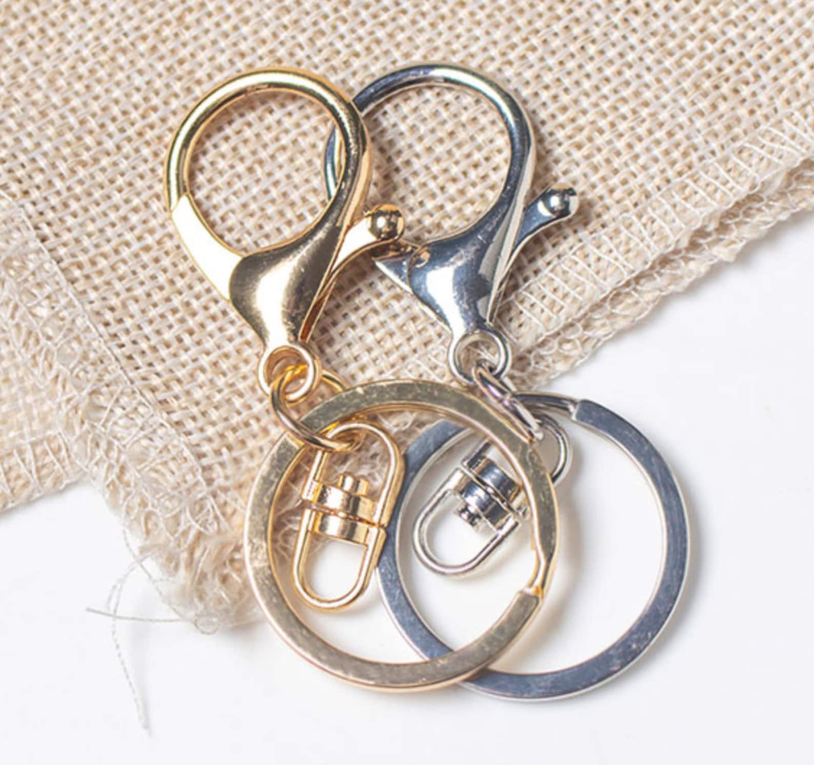 16 Stück Messing Schlüsselanhänger - Karabiner Mit Schraubverschluss Gold