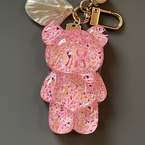 Custom Resin Resin Keychain Car Personalized Car Trailer Bear Pink