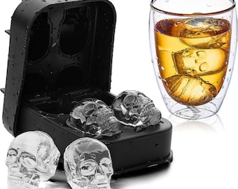 Moule en silicone Skull Ice Cube Moule Skull Ice Cube Conteneur avec couvercle Moule à glace en silicone