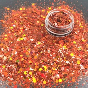 0.4 1 2.5mm 10g 100g gemengd Multi Color Hologram Poeder Glitter Poeder Glitter Glitter Glanzende Vlokken Mold Vullingen Hars EpoxyHars Oranje