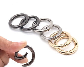 1 piece round carabiner carabiner snap hook round snap spring connector key ring gold silver 25 28 35 40 mm