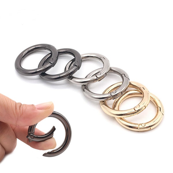 1 piece round carabiner carabiner snap hook round snap spring connector key ring gold silver 25 28 35 40 mm