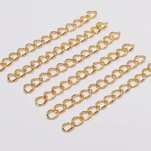 10 x Extension Chain 1.2 x 7 mm Chain Extension Gold Silver