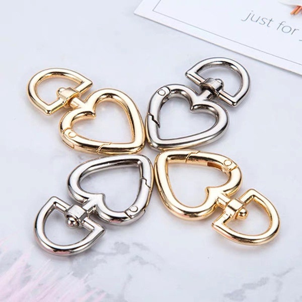 1 Piece Heart Round Carabiner Carabiner Snap Hook Round Snap Spring Connector Key Ring Gold Silver Colors