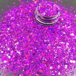 0.4 1 2.5mm 10g 100g Mixed Multi Color Hologram Poeder Glitter Poeder Glitter Glanzende Vlokken Schimmel Vullingen Hars Epoxy Hars holo Paars