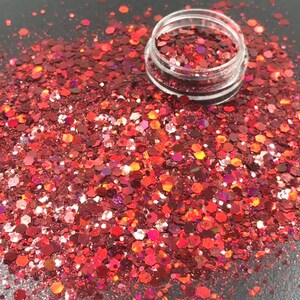 0.4 1 2.5mm 10g 100g gemengd Multi Color Hologram Poeder Glitter Poeder Glitter Glanzende Vlokken Mold Vullingen Hars EpoxyHars Rood