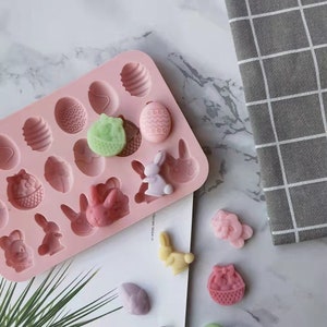 Silicone Mold Mold Easter Pendant Set of 18 / Various Rabbits Rabbit / Various Eggs Egg Easter Easter Bunny DIY Easter Bunny