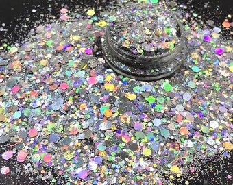 0.4 1 2.5mm 10g 100g mixte Multi Color Hologram Poudre Glitter Powder Glitter Glitter Glossy Flakes Mold Fillings Résine Epoxy Resin Holo Silver