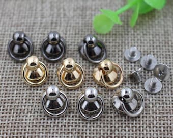 4pcs Screw Rivets Ring Rivets Round Head Rivets O Ring Screw Ring Rivet with Round Head and Tragering for Leather or Mobile Phone Case