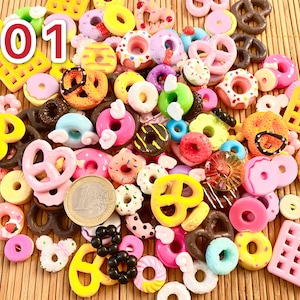 Zufällige Mix Essen Dessert Harz Kawaii Cabochons Flatback Cabochon Donats Decoden Dekoration Diy