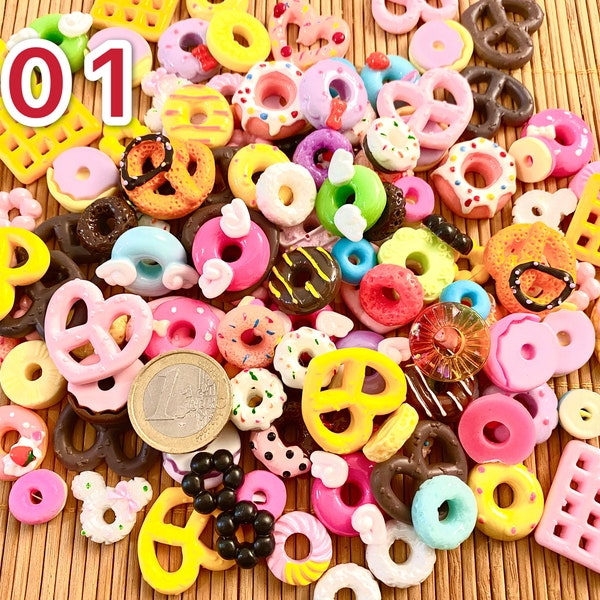 Mélange aléatoire alimentaire Dessert résine Kawaii Cabochons Flatback Cabochon Donats Decoden décoration bricolage