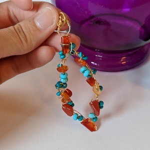 Sunrise in the Skies Pendant-Genuine Turquoise and Carnelian Chalcedony Quartz