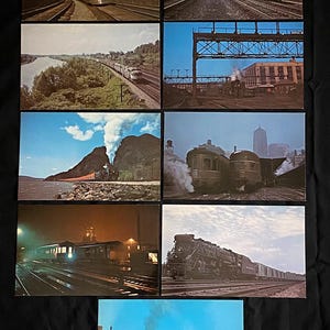Lote de 9 cartões de lembrança do Vanishing Vista New York Central de 1972.