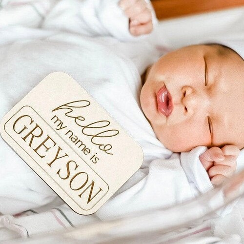 Name Tag Birth Announcement Sign / Hello My Name is Sign / Etsy