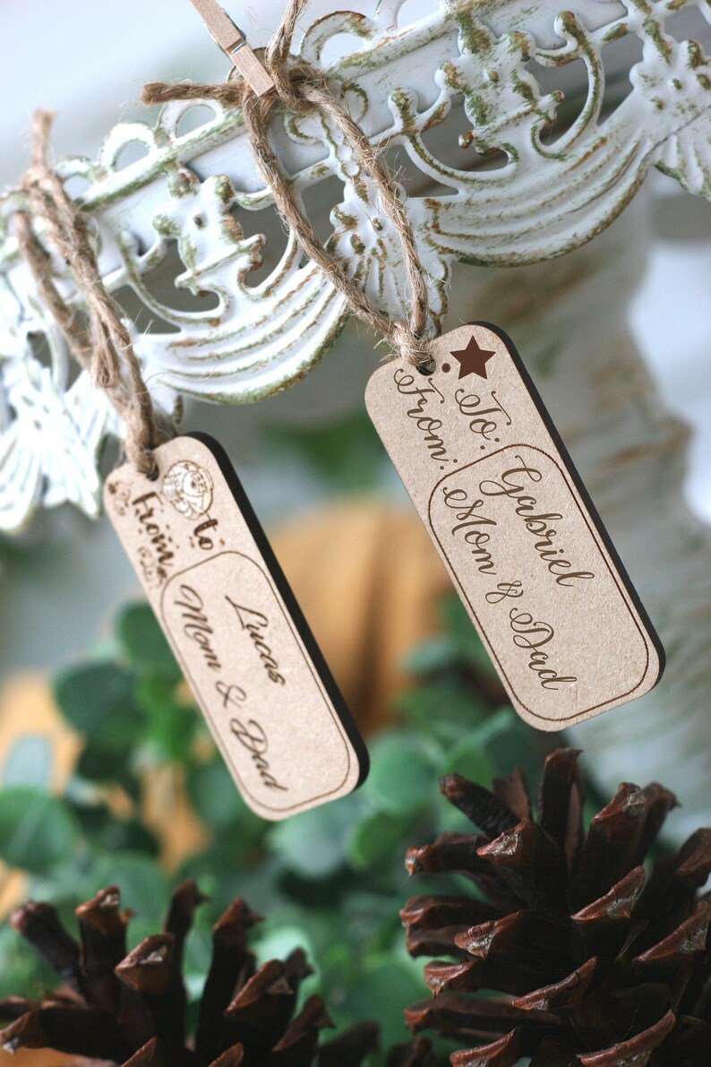4 Custom Laser Cut Wood Gift Tags Christmas Gift Tags Etsy
