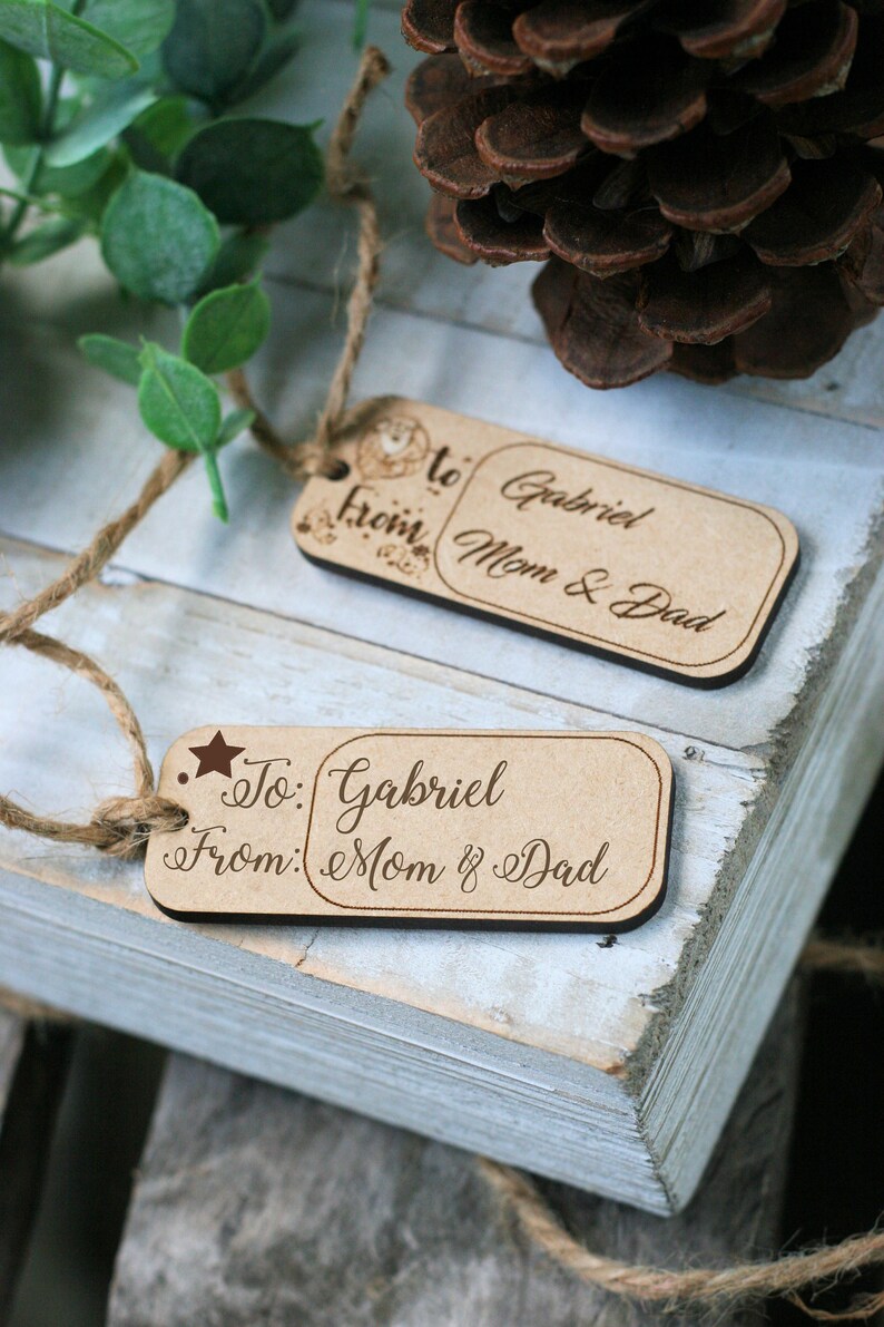 4 Custom Laser Cut Wood Gift Tags Christmas Gift Tags Etsy