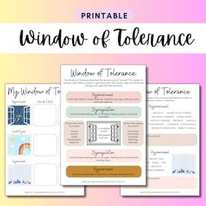 Window of Tolerance, Zones of Regulation Therapy Worksheet, Emotional regulation, DBT Journal, Nervous System, Digital Download PDF File