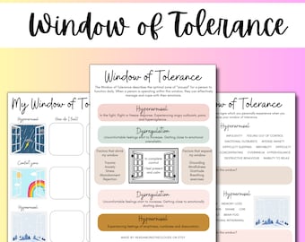 Window of Tolerance, Zones of Regulation Therapy Worksheet, Emotional regulation, DBT Journal, Nervous System, Digital Download PDF File