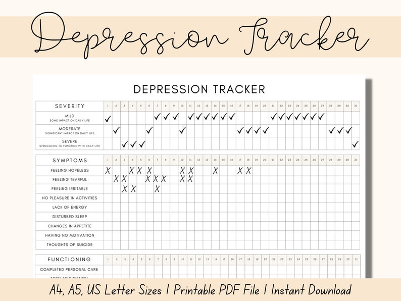 Monthly Depression Tracker Printable Wellness Journal Mental Etsy Monthly Depression Tracker Printable Wellness Journal Mental Etsy