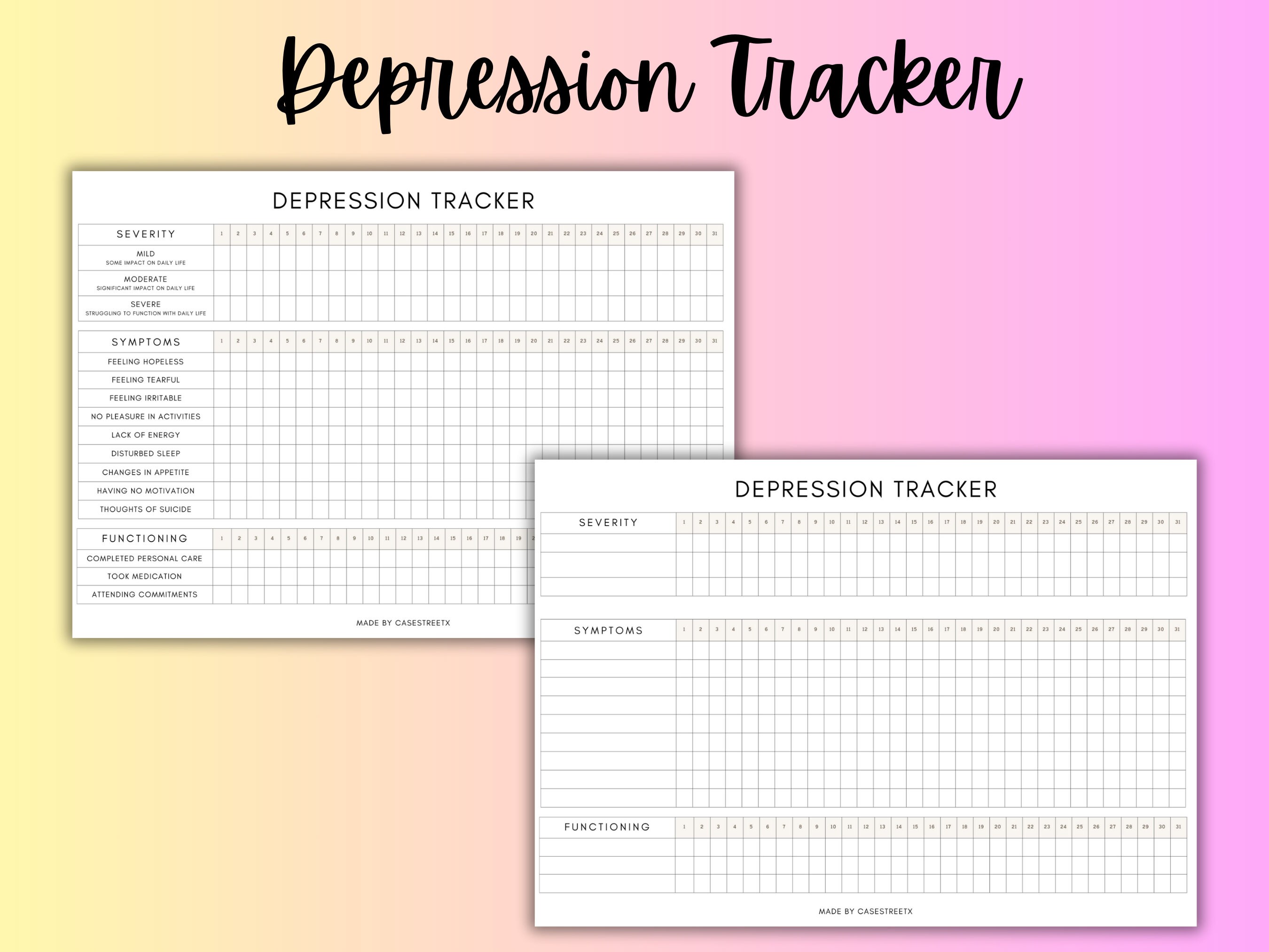 Mental Health Tracker Bundle, Printable Worksheets, Journal Pages for ...