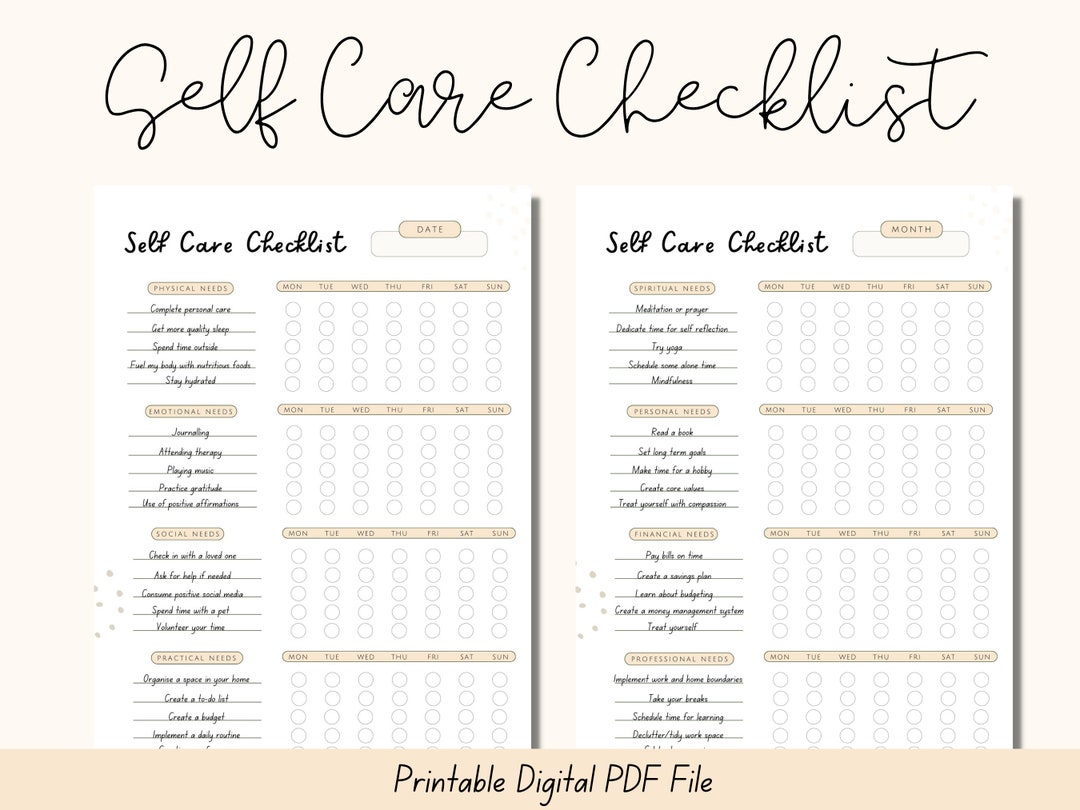 Self Care Journal Printable, Daily Routine Planner, Self Care Kit, Care ...