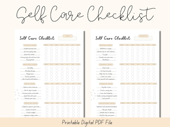 Self Care Journal Printable, Daily Routine Planner, Self Care Kit