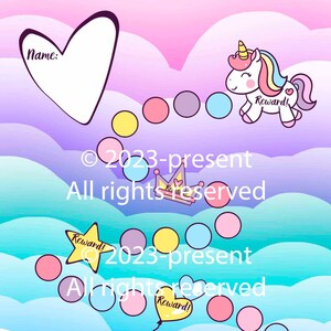 Printable Unicorn Reward Chart, Unicorn Sticker Chart, Instant Download Reward Chart, Toddler Chart, Girl Potty Training Chart