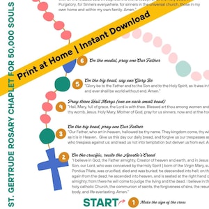 Printable St. Gertrude chaplet guide, rosary chaplet, Instant Download Catholic Prayer, How to pray Saint Gertrude chaplet, purgatory prayer