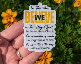 Apostle's Creed decal, laptop decal, Catholic waterbottle decal, waterproof, Catholic prayer, for Mom, for house, house blessing, monstrance