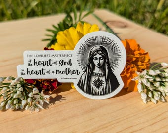 Loveliest Masterpiece decal, Catholic sticker, baby shower, St. Therese of Lisieux, heart of God, baptism, for Catholic mom, Mother's Day
